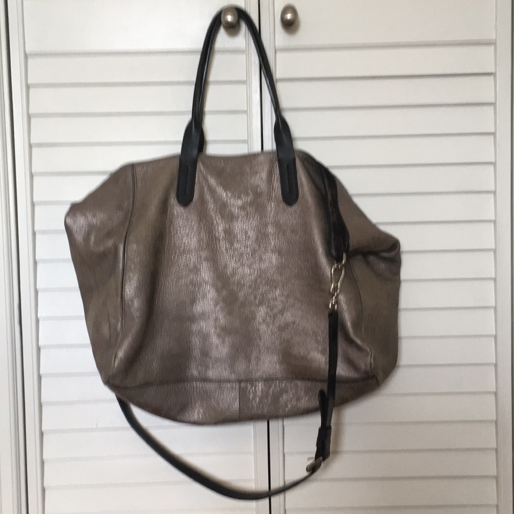 Cole Han Silver Leather Tote